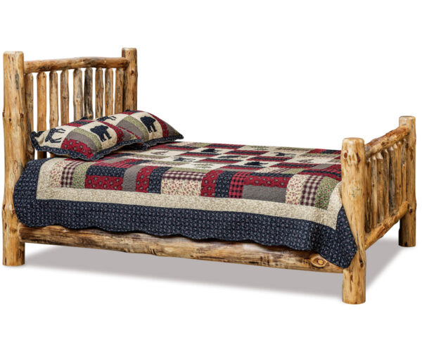 Rustic Pine Bed with Small Spindles