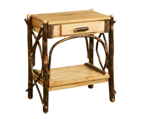 End Table With Slatted Shelves And Drawer